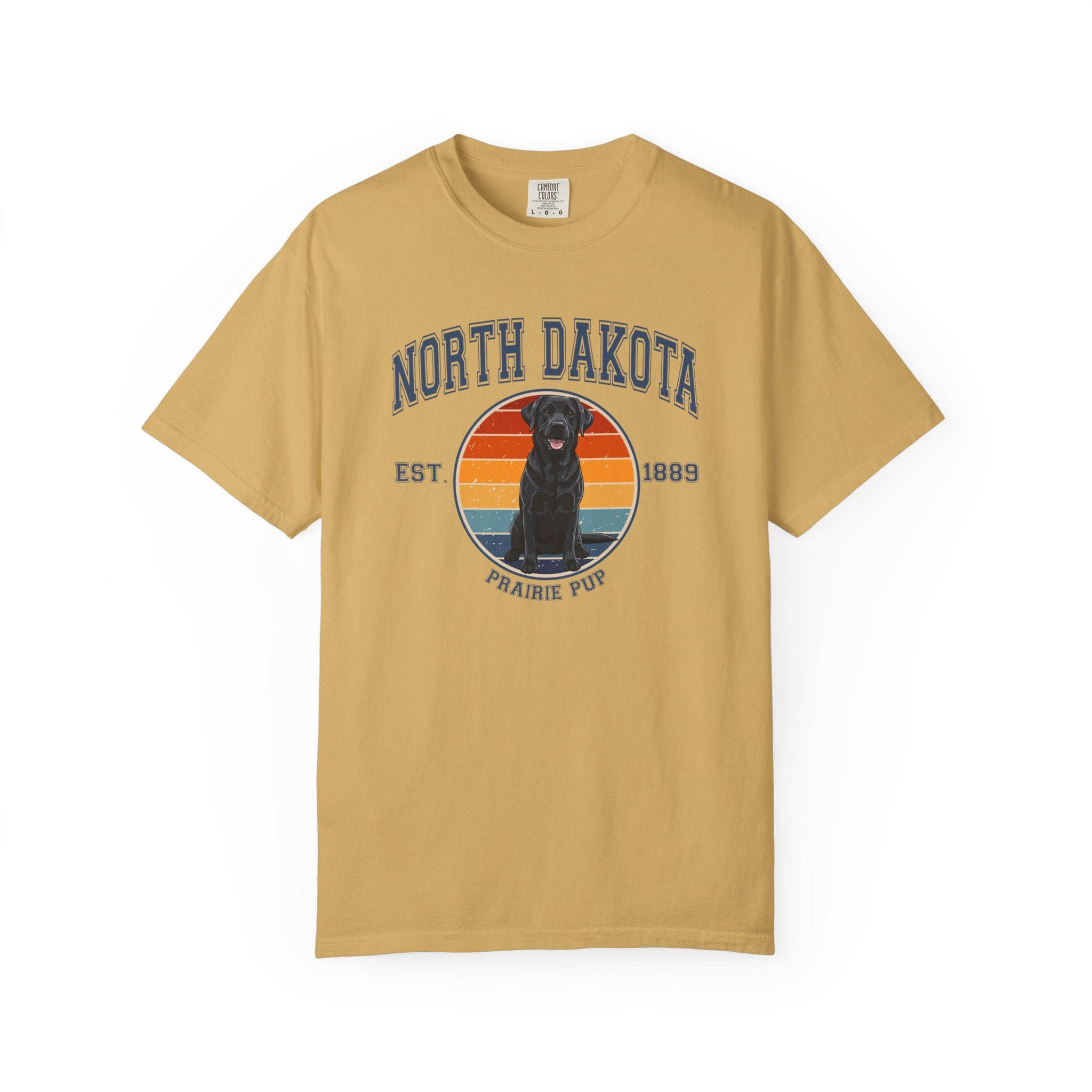 North Dakota Vintage State T-Shirt – Sunset Black Lab