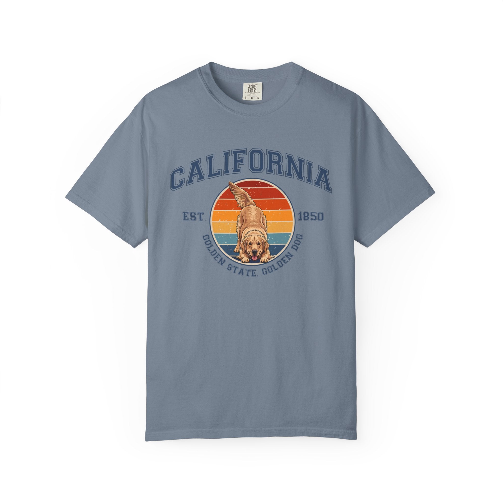 California Vintage State T-Shirt – Sunset Golden Retriever
