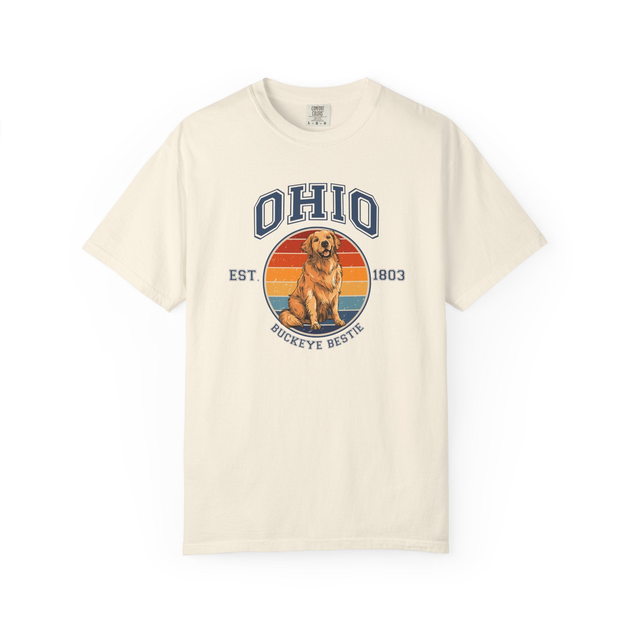 Ohio Vintage State T-Shirt – Sunset Golden Retriever
