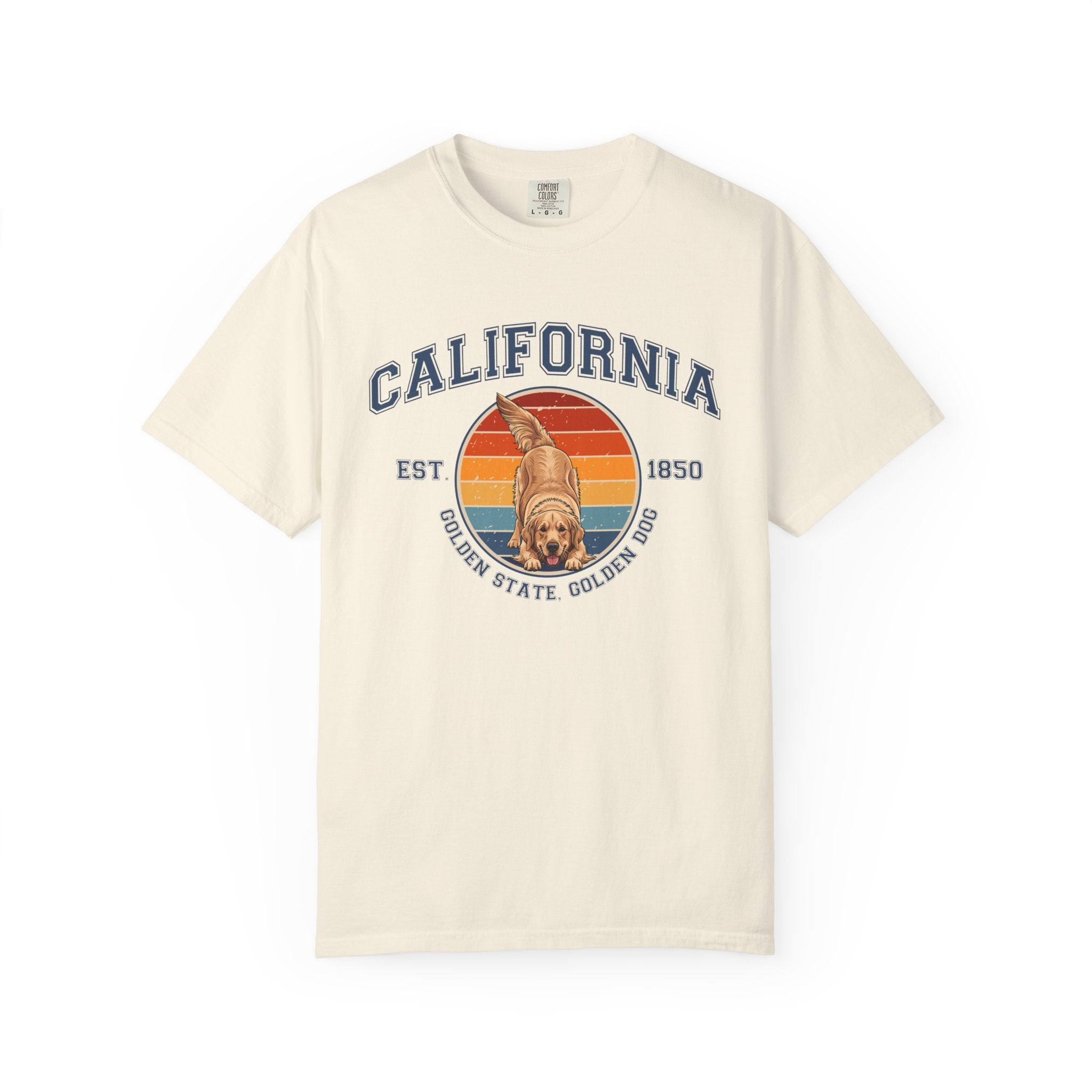 California Vintage State T-Shirt – Sunset Golden Retriever