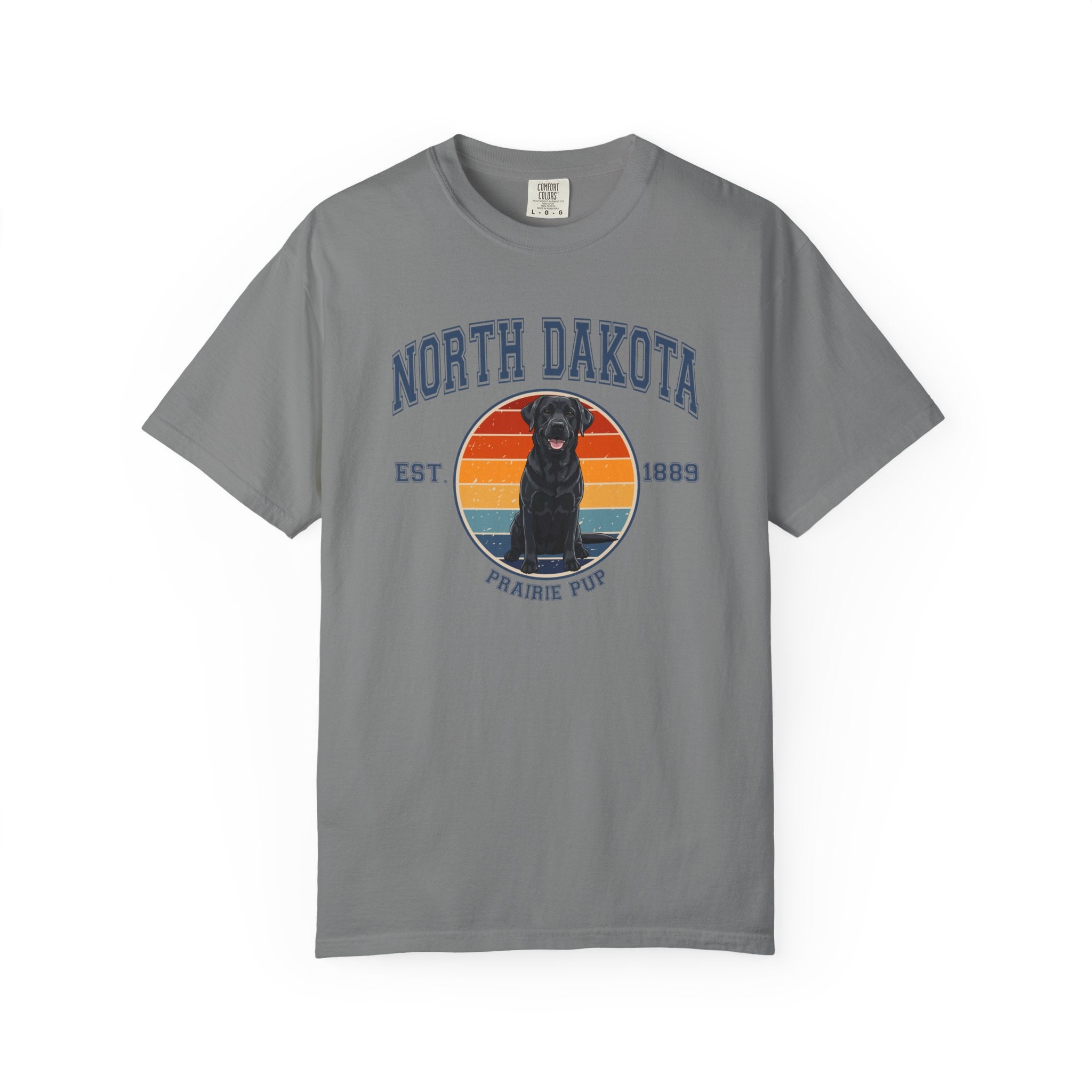 North Dakota Vintage State T-Shirt – Sunset Black Lab