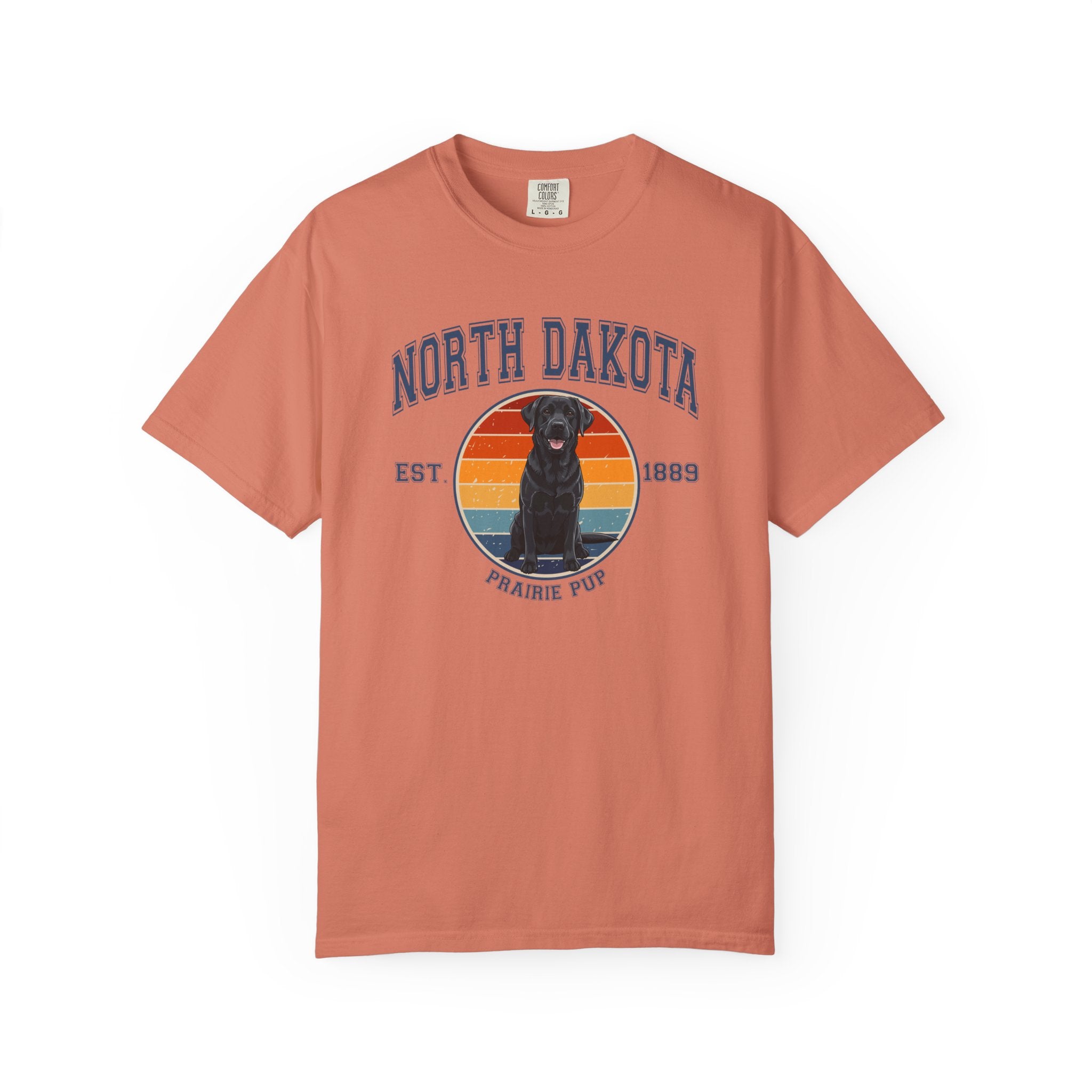 North Dakota Vintage State T-Shirt – Sunset Black Lab