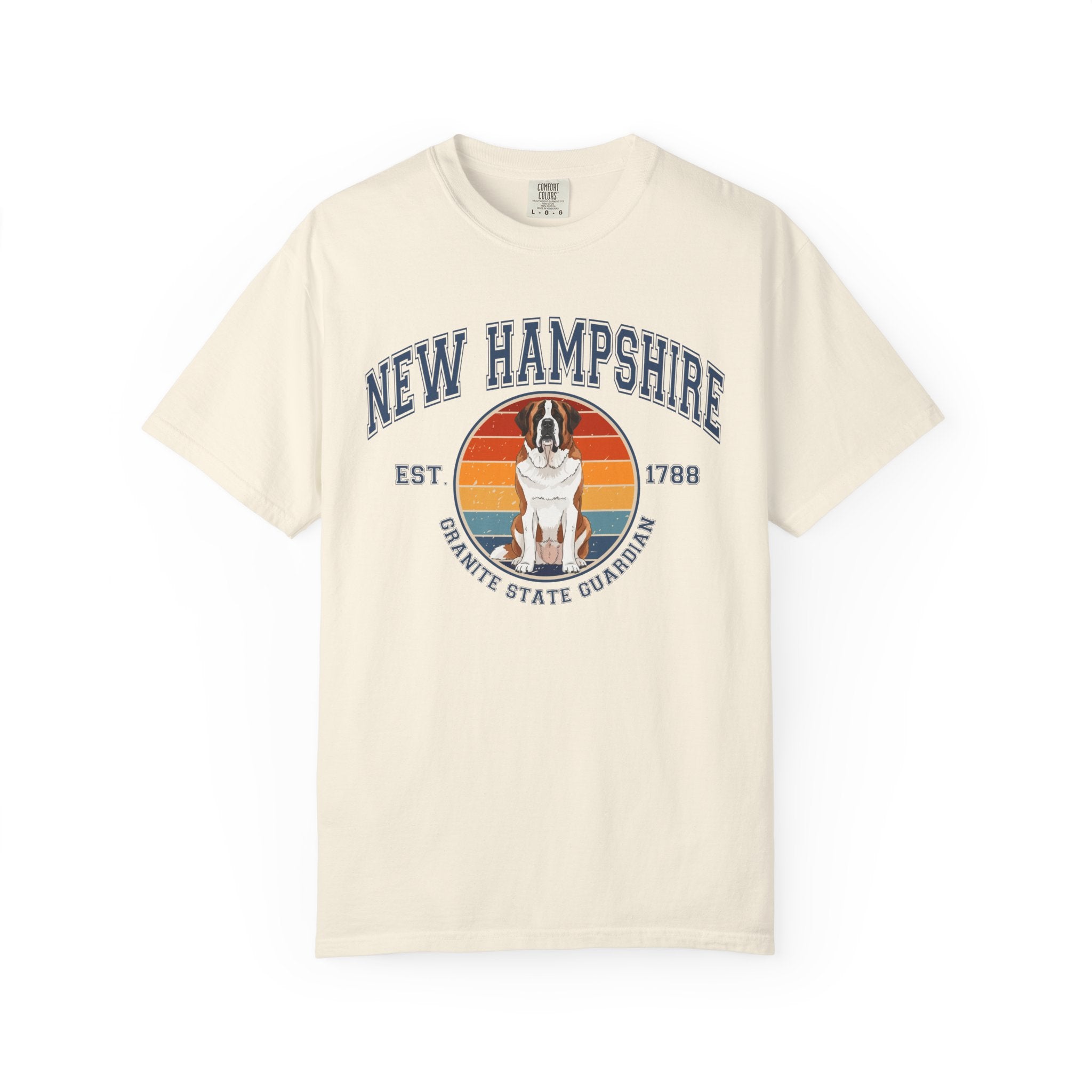 New Hampshire Vintage State T-Shirt – Sunset Saint Bernard