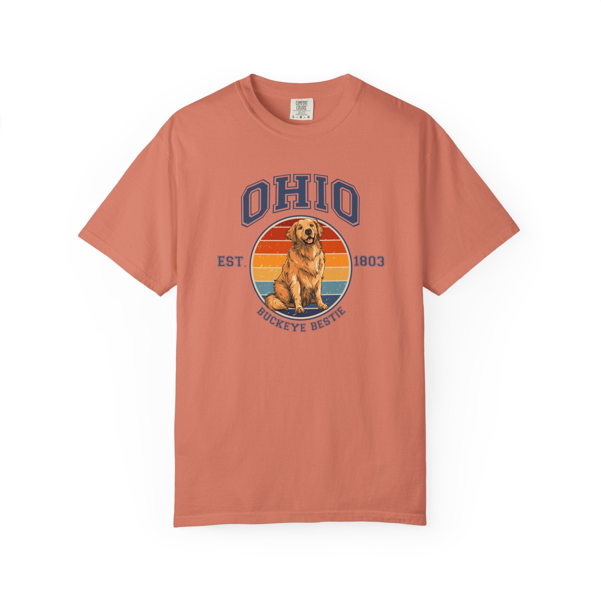 Ohio Vintage State T-Shirt – Sunset Golden Retriever