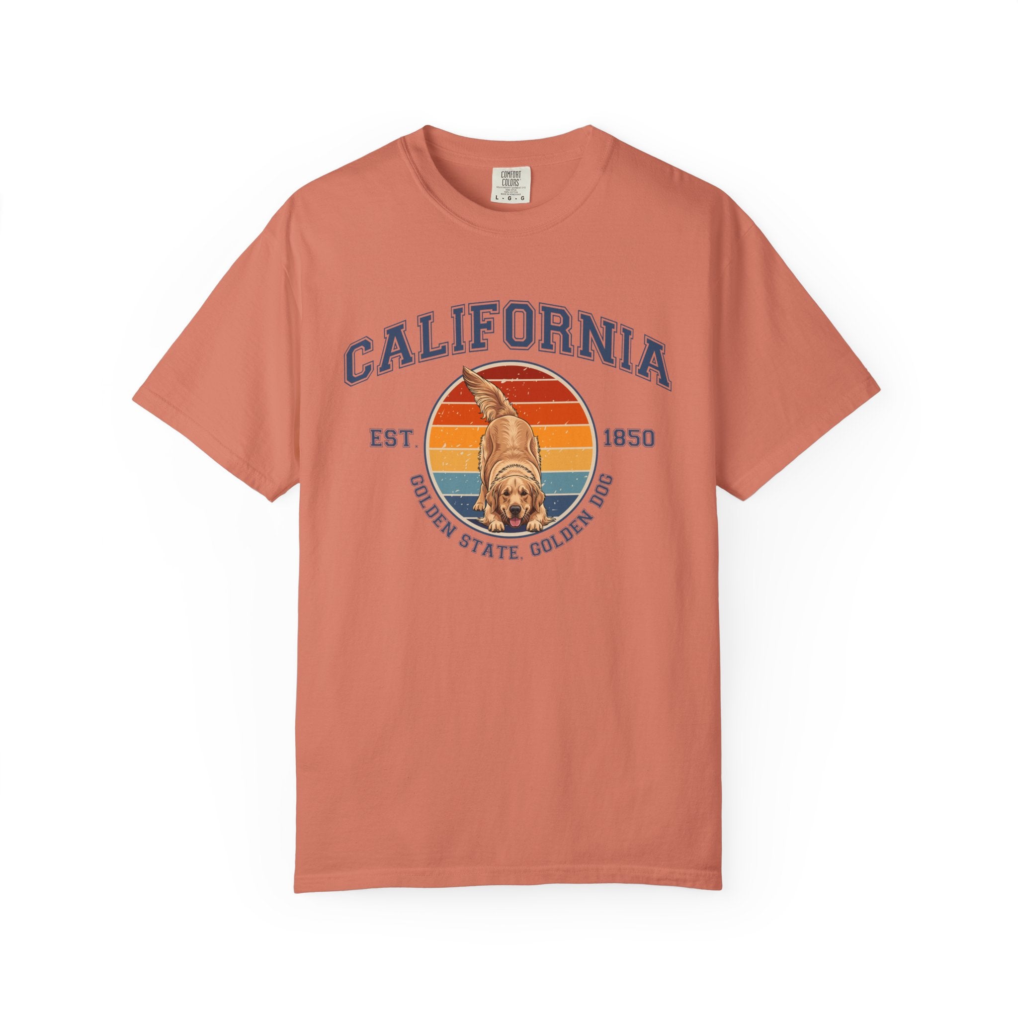 California Vintage State T-Shirt – Sunset Golden Retriever