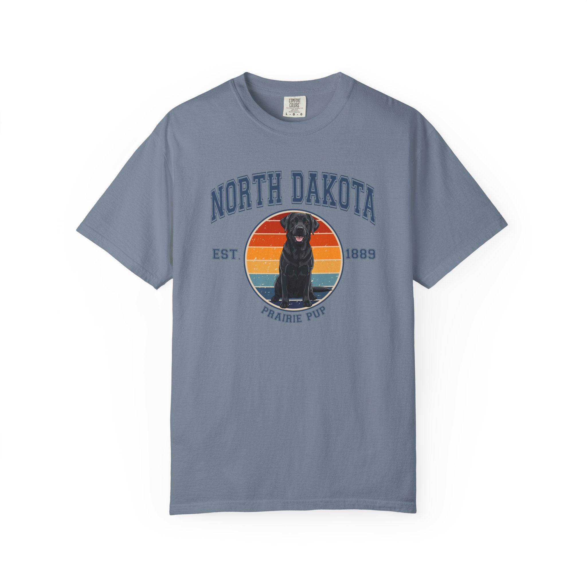 North Dakota Vintage State T-Shirt – Sunset Black Lab