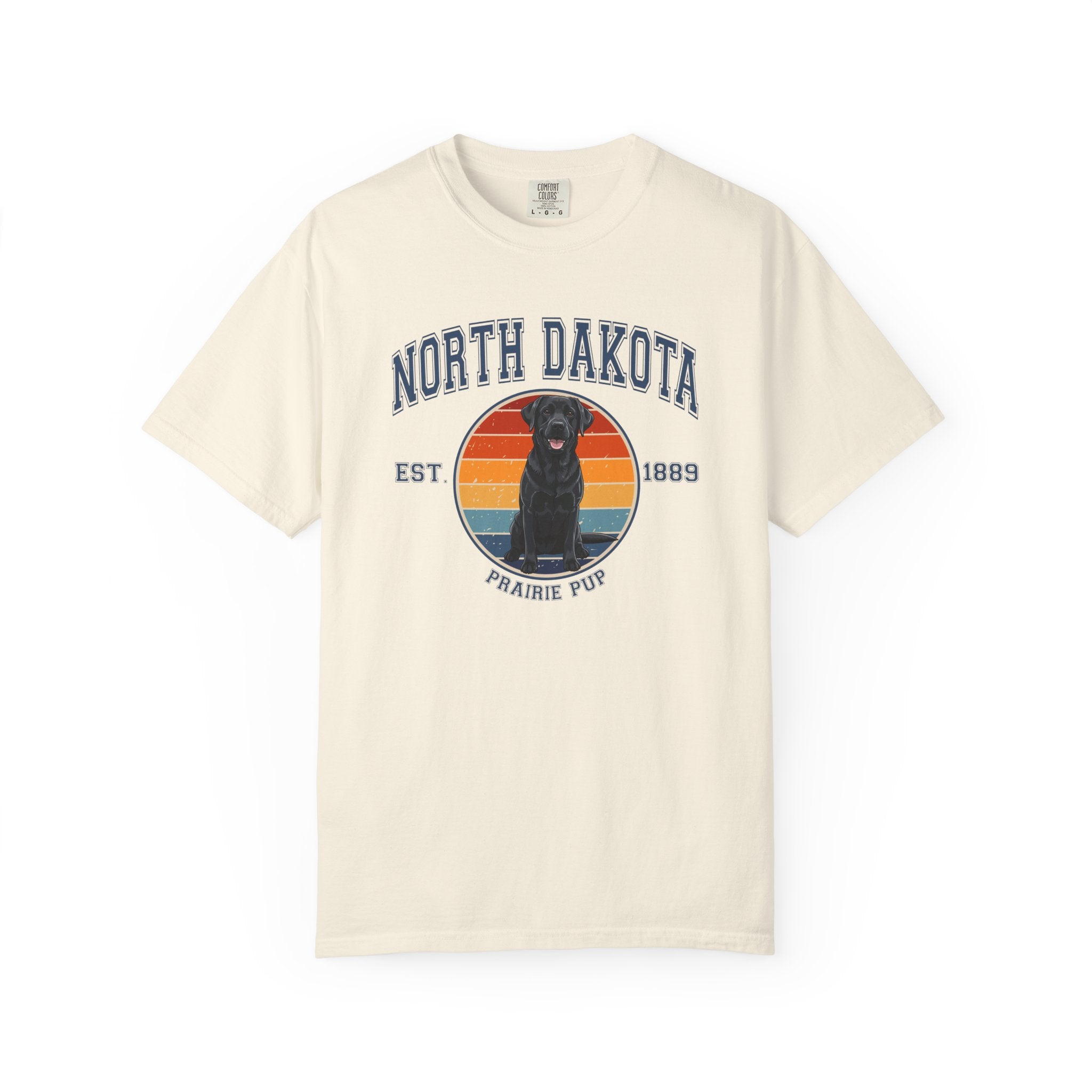 North Dakota Vintage State T-Shirt – Sunset Black Lab