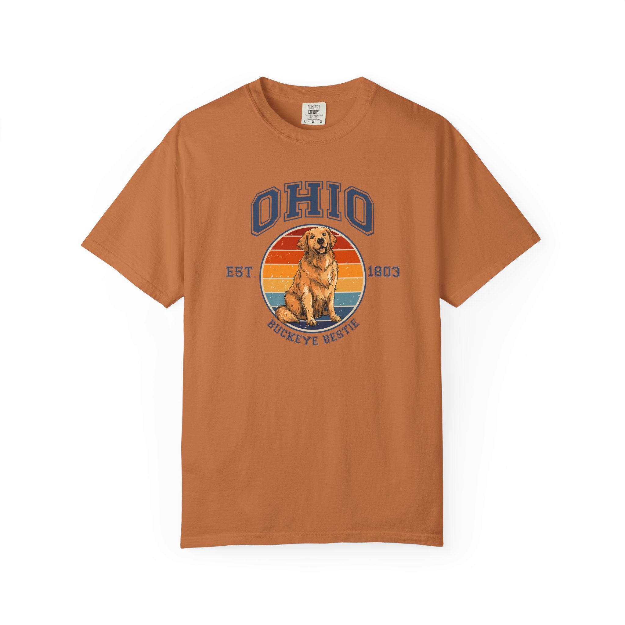 Ohio Vintage State T-Shirt – Sunset Golden Retriever