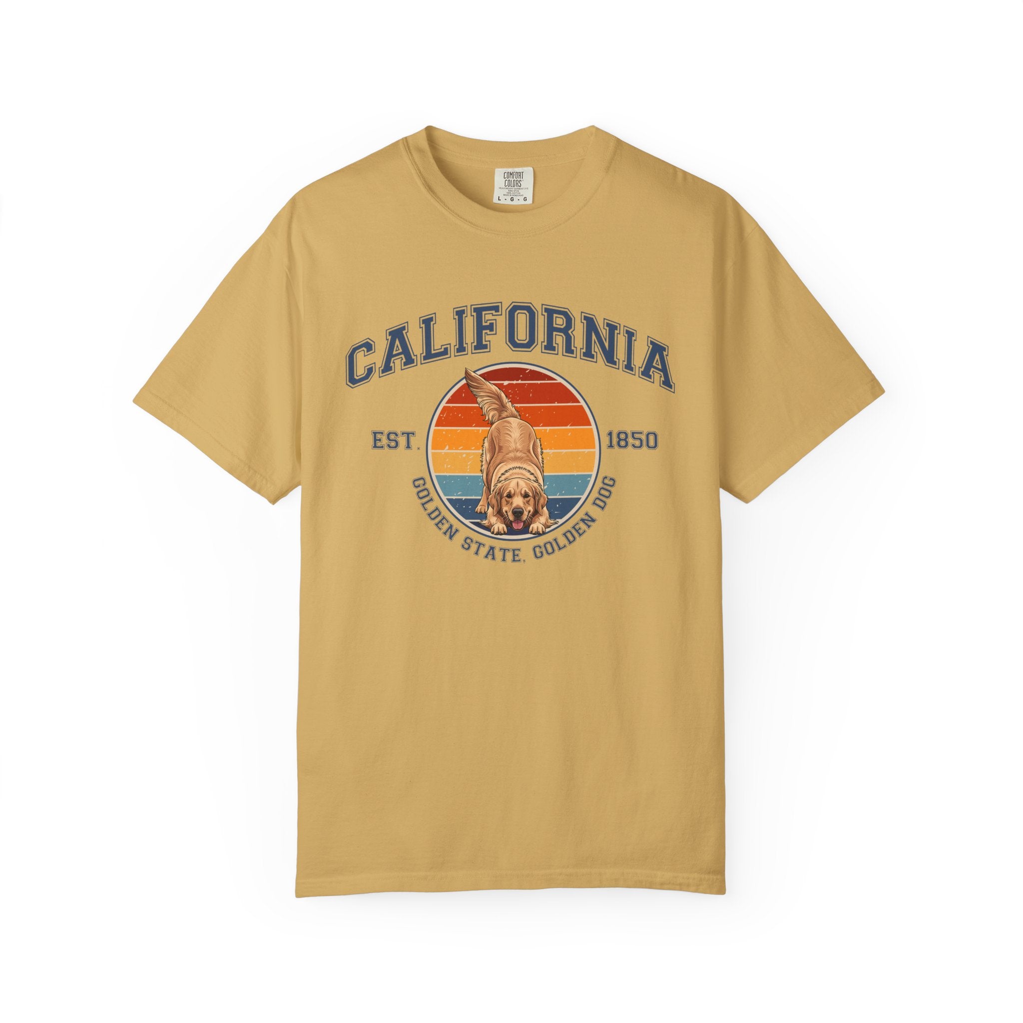 California Vintage State T-Shirt – Sunset Golden Retriever